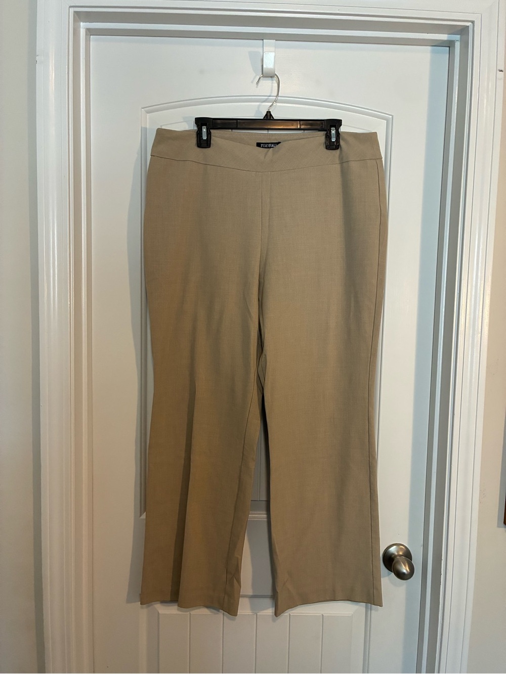Beige Wide-Leg Dress Pants